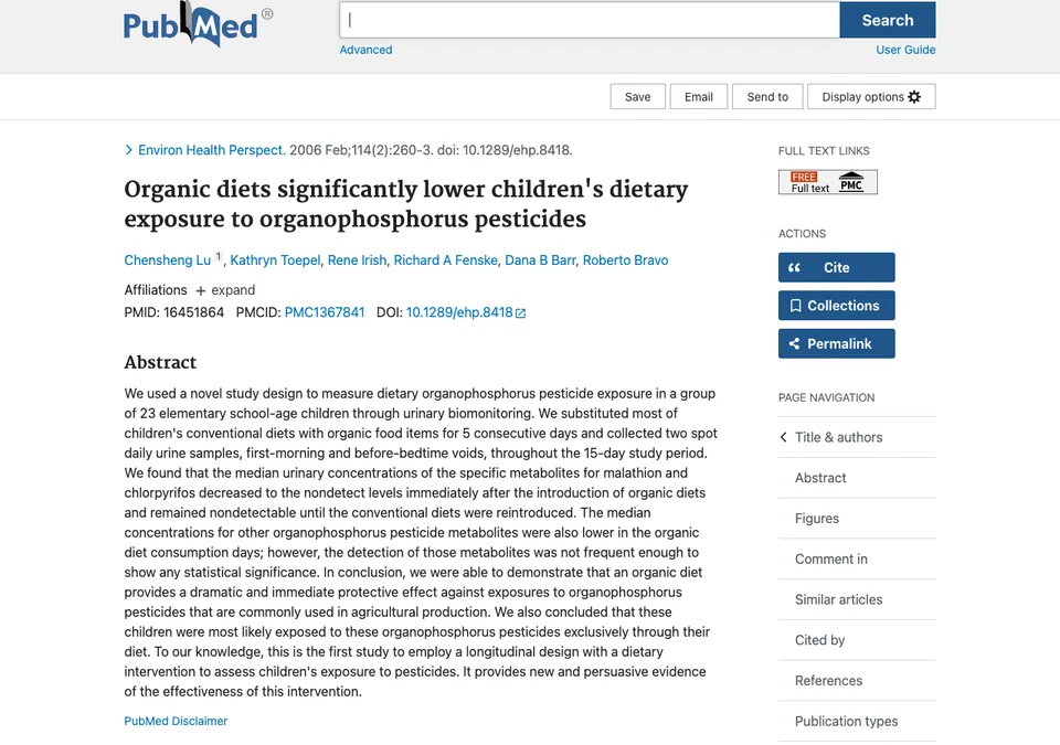 Organic Diets Significantly Lower Children's Dietary Exposure to Organophosphorus Pesticides